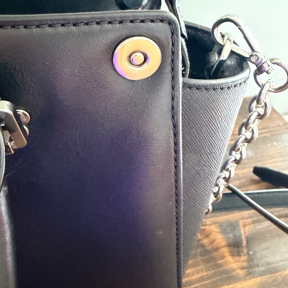 Michael Kors Black 3 in 1 Selma Leather Satchel with Combo Chain & Leather Strap - Picture 8 of 16
